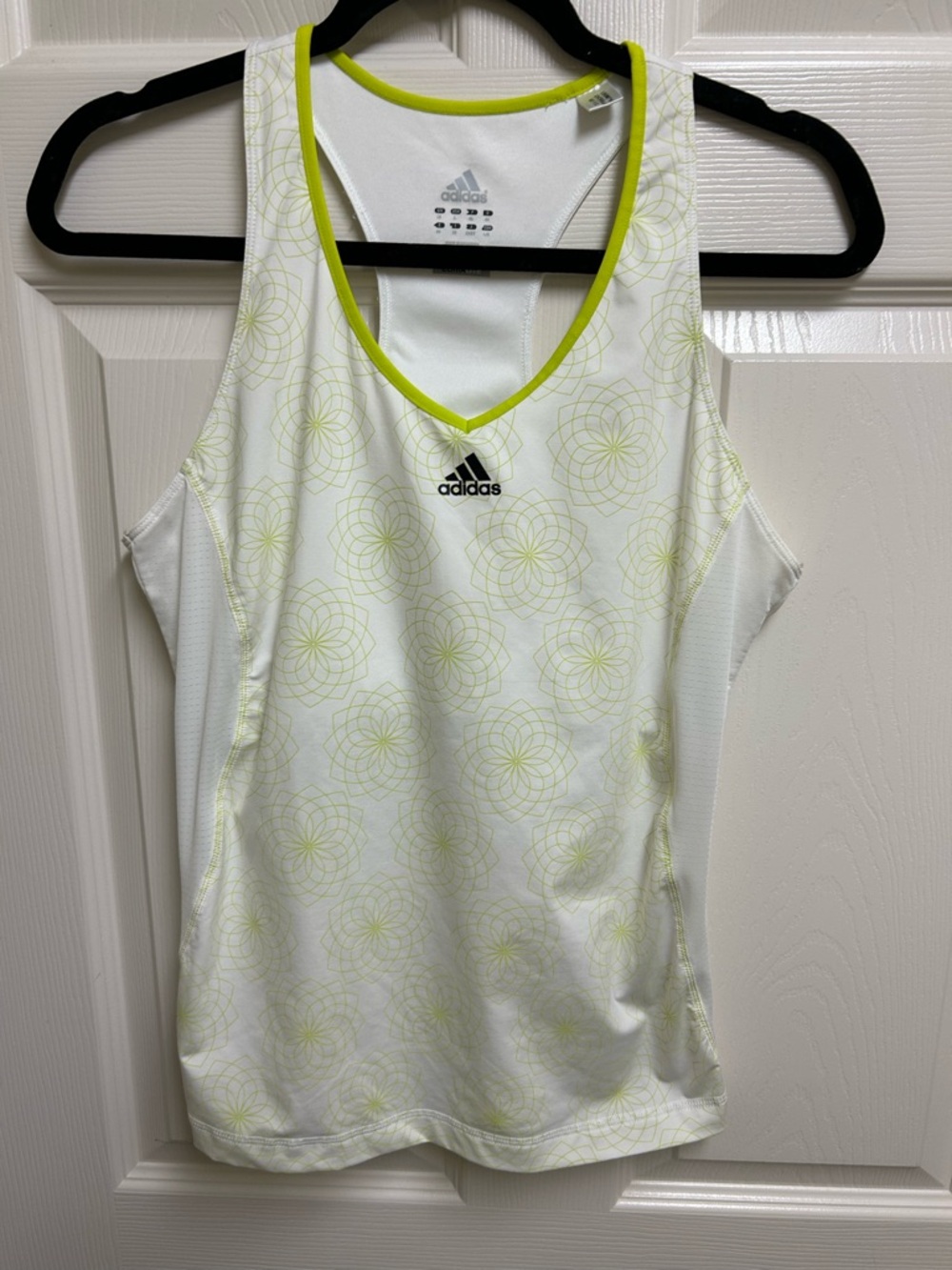 adidas Women’s White & Neon Yellow/Green Performance Tank Top